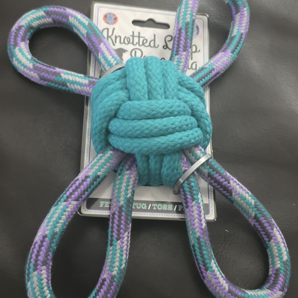 Teal and Purple Knotted Loop Dog Toy